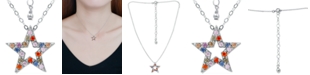 Giani Bernini Rainbow Cubic Zirconia Star Pendant Necklace, 16" + 2" extender, Created for Macy's